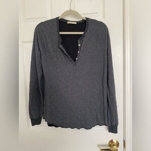 Marine Layer Cait Henley Black White Stripe M